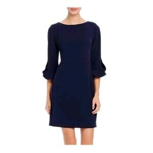 karl lagerfeld women Navy Blue Ruffled Cuffed Career Dress Size Small